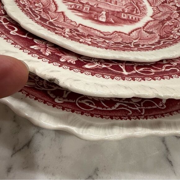 Vintage antique Mason ware red vista pink  transferware rare collectible set 1 - Picture 11 of 12